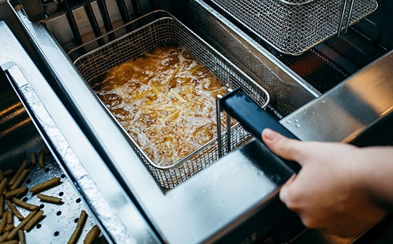 French fries in a deep fryer
